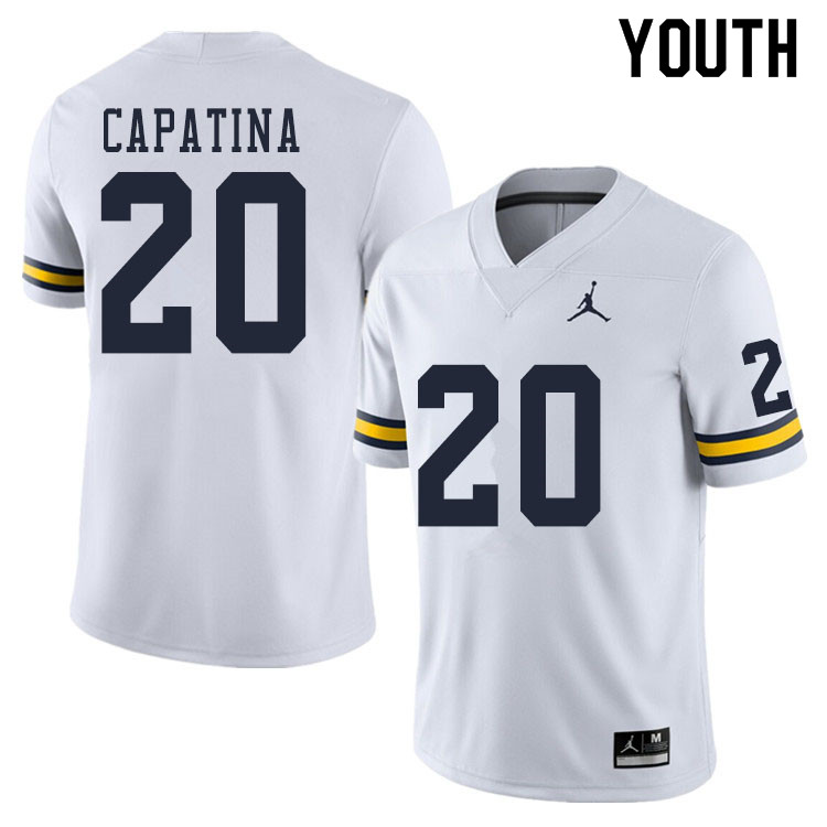 Youth #20 Nicholas Capatina Michigan Wolverines College Football Jerseys Sale-White